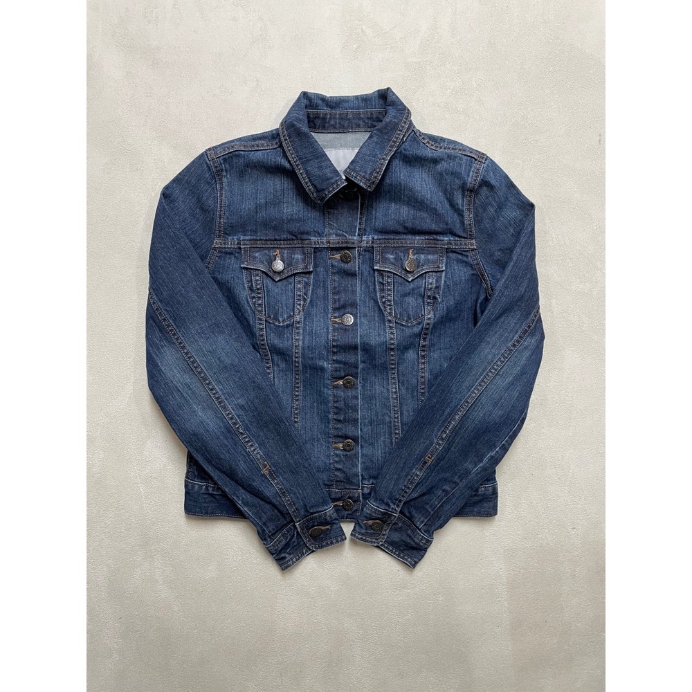 Old Navy Womens Blue Denim Jacket Dark Wash Trucker Size M S/610900-01-1